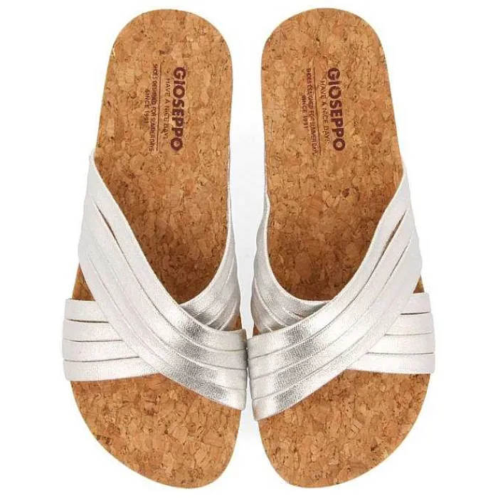 Gioseppo Chancletas<Sandalias Cuña Tiras Plata Para Mujer Romper