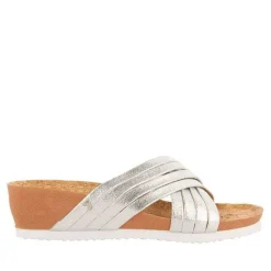 Gioseppo Chancletas<Sandalias Cuña Tiras Plata Para Mujer Romper