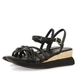 Gioseppo Sandalias Deportivas<Sandalias Cuña Tiras Tubulares Negras Para Mujer Permet