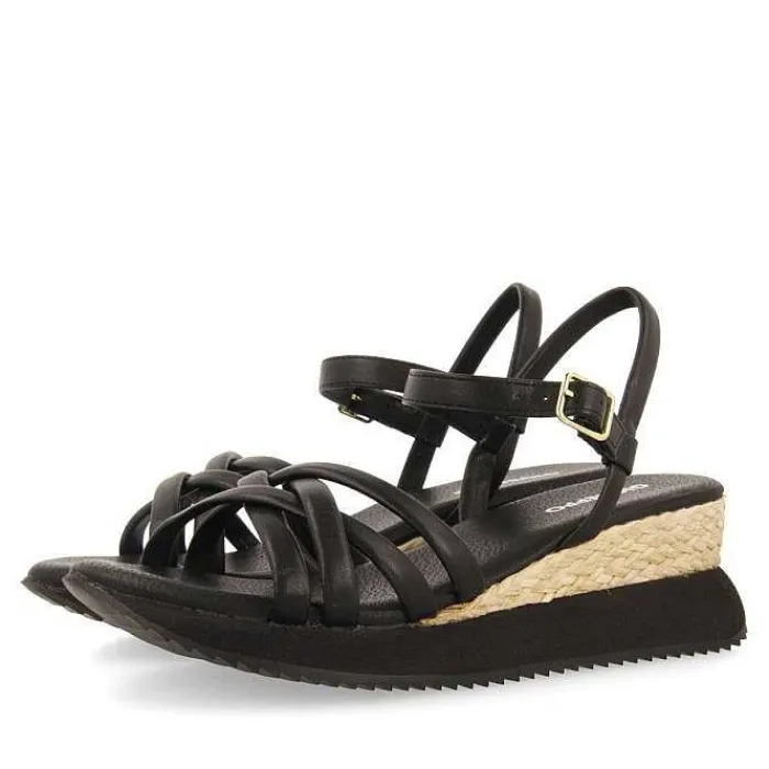 Gioseppo Sandalias Deportivas<Sandalias Cuña Tiras Tubulares Negras Para Mujer Permet