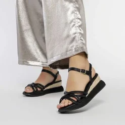 Gioseppo Sandalias Deportivas<Sandalias Cuña Tiras Tubulares Negras Para Mujer Permet