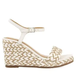Gioseppo Sandalias Cuña<Sandalias De Cuña Alta Blanco Y Natural Con Detalles Trenzados Para Mujer Tigard