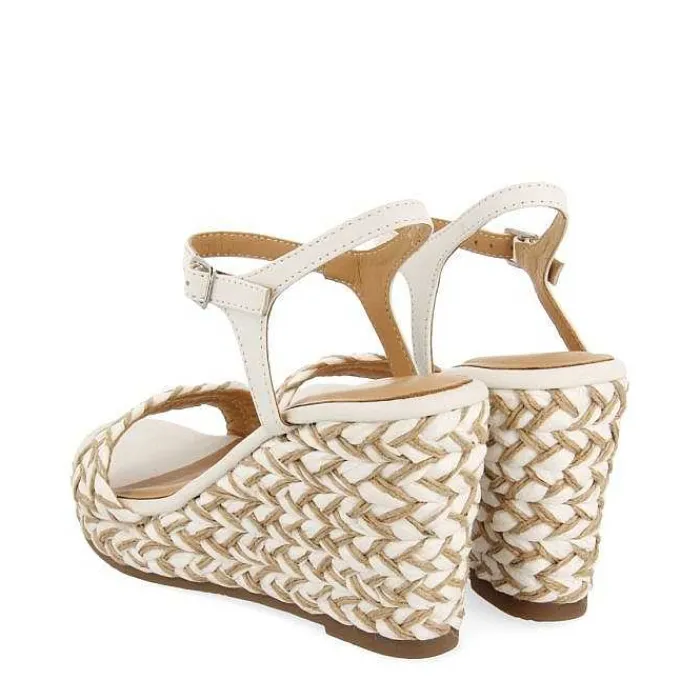 Gioseppo Sandalias Cuña<Sandalias De Cuña Alta Blanco Y Natural Con Detalles Trenzados Para Mujer Tigard