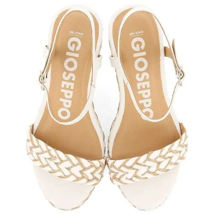 Gioseppo Sandalias Cuña<Sandalias De Cuña Alta Blanco Y Natural Con Detalles Trenzados Para Mujer Tigard