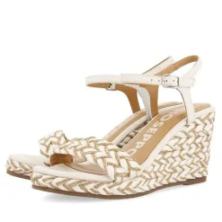 Gioseppo Sandalias Cuña<Sandalias De Cuña Alta Blanco Y Natural Con Detalles Trenzados Para Mujer Tigard