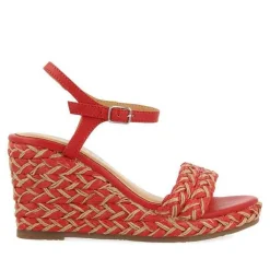 Gioseppo Sandalias Cuña<Sandalias De Cuña Alta Con Detalles Trenzados En Color Rojo Y Natural Para Mujer Tigard