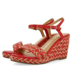 Gioseppo Sandalias Cuña<Sandalias De Cuña Alta Con Detalles Trenzados En Color Rojo Y Natural Para Mujer Tigard