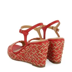 Gioseppo Sandalias Cuña<Sandalias De Cuña Alta Con Detalles Trenzados En Color Rojo Y Natural Para Mujer Tigard