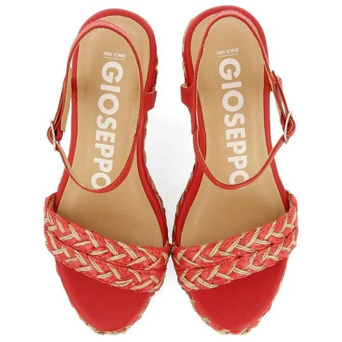 Gioseppo Sandalias Cuña<Sandalias De Cuña Alta Con Detalles Trenzados En Color Rojo Y Natural Para Mujer Tigard