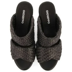 Gioseppo Sandalias Plataforma<Sandalias De Cuña Alta En Color Negro Estilo Mule Con Rafia Para Mujer Frazzano
