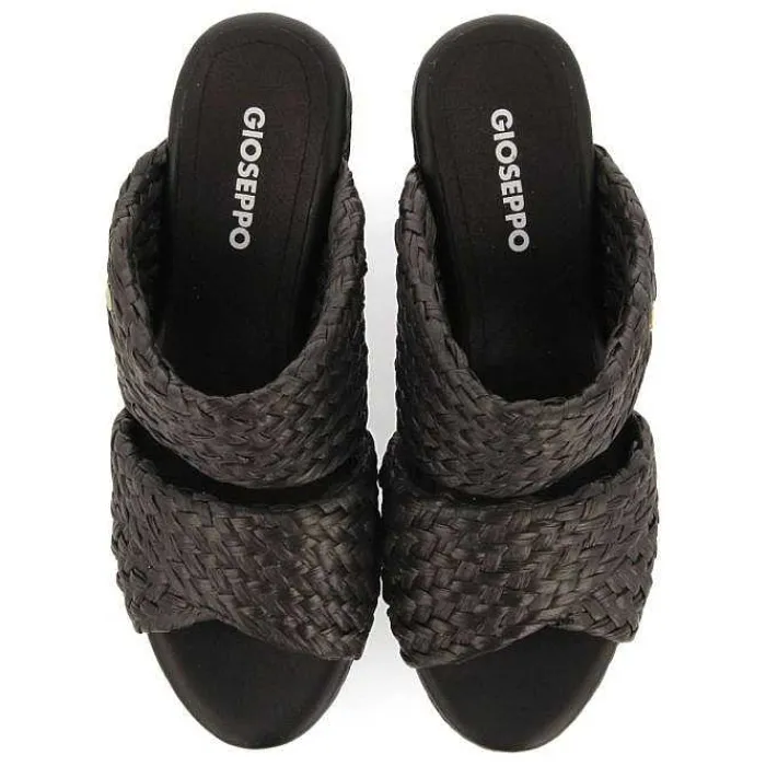 Gioseppo Sandalias Plataforma<Sandalias De Cuña Alta En Color Negro Estilo Mule Con Rafia Para Mujer Frazzano