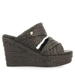 Gioseppo Sandalias Plataforma<Sandalias De Cuña Alta En Color Negro Estilo Mule Con Rafia Para Mujer Frazzano