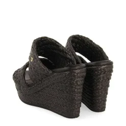 Gioseppo Sandalias Plataforma<Sandalias De Cuña Alta En Color Negro Estilo Mule Con Rafia Para Mujer Frazzano