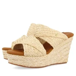 Gioseppo Sandalias Plataforma<Sandalias De Cuña Alta Estilo Mule Color Piel Con Rafia Para Mujer Frazzano