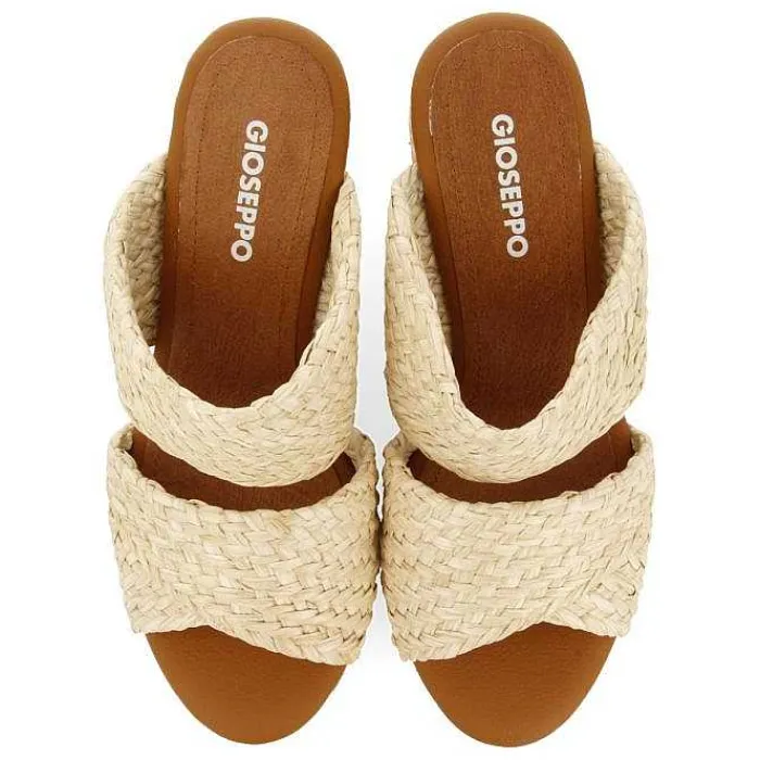 Gioseppo Sandalias Plataforma<Sandalias De Cuña Alta Estilo Mule Color Piel Con Rafia Para Mujer Frazzano