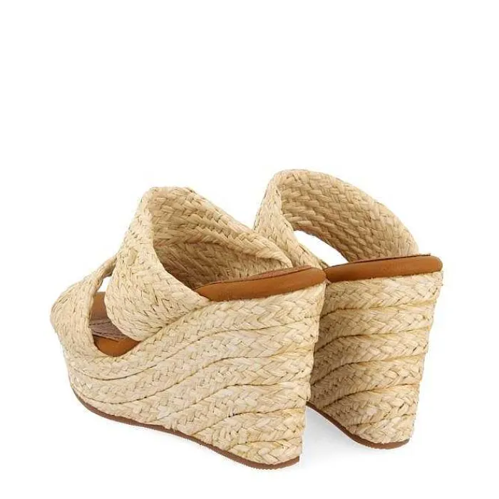Gioseppo Sandalias Plataforma<Sandalias De Cuña Alta Estilo Mule Color Piel Con Rafia Para Mujer Frazzano