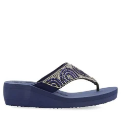 Gioseppo Chancletas<Sandalias De Cuña Azul Marino Con Adornos De Cristal Para Mujer Cudjoe