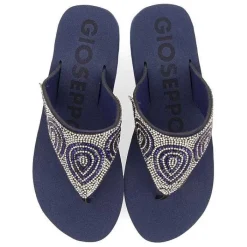 Gioseppo Chancletas<Sandalias De Cuña Azul Marino Con Adornos De Cristal Para Mujer Cudjoe