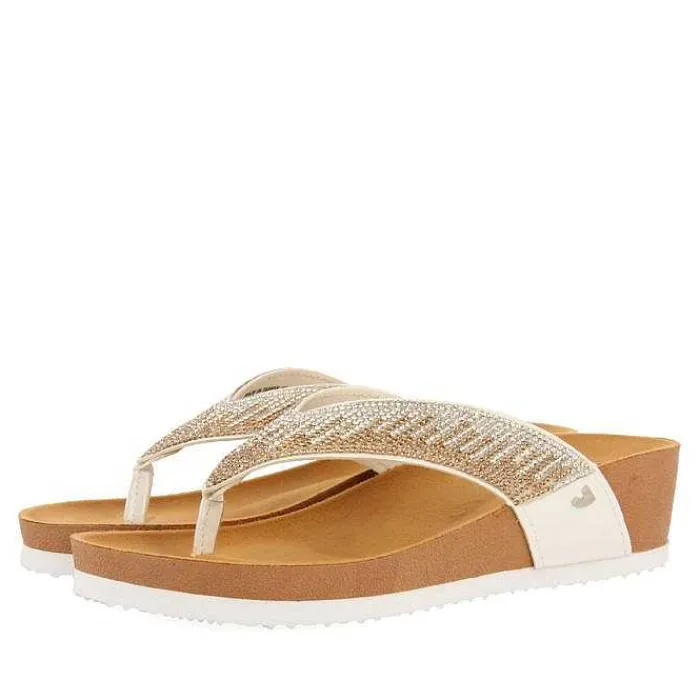 Gioseppo Chancletas<Sandalias De Cuña Con Tira De Piedra Color Nude Para Mujer Isnello