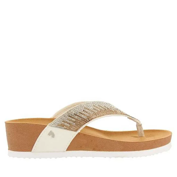 Gioseppo Chancletas<Sandalias De Cuña Con Tira De Piedra Color Nude Para Mujer Isnello