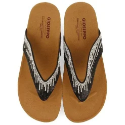 Gioseppo Chancletas<Sandalias De Cuña Con Tira De Pedrerias Negras Para Mujer Isnello