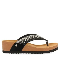 Gioseppo Chancletas<Sandalias De Cuña Con Tira De Pedrerias Negras Para Mujer Isnello