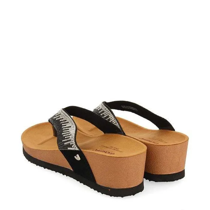 Gioseppo Chancletas<Sandalias De Cuña Con Tira De Pedrerias Negras Para Mujer Isnello