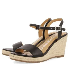 Gioseppo Sandalias Cuña<Sandalias De Cuña De Piel Negra Con Yute Para Mujer Zhepe
