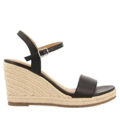 Gioseppo Sandalias Cuña<Sandalias De Cuña De Piel Negra Con Yute Para Mujer Zhepe