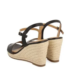 Gioseppo Sandalias Cuña<Sandalias De Cuña De Piel Negra Con Yute Para Mujer Zhepe