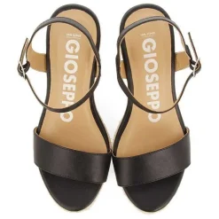 Gioseppo Sandalias Cuña<Sandalias De Cuña De Piel Negra Con Yute Para Mujer Zhepe