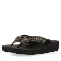 Gioseppo Chancletas<Sandalias De Cuña Negras Con Adornos De Cristal Para Mujer Dispositivos