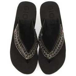 Gioseppo Chancletas<Sandalias De Cuña Negras Con Adornos De Cristal Para Mujer Dispositivos
