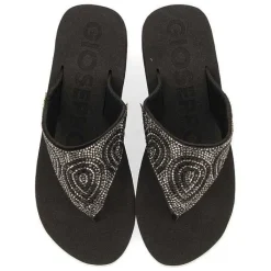 Gioseppo Chancletas<Sandalias De Cuña Negras Con Adornos De Cristal Para Mujer De Buccheri
