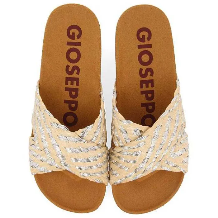 Gioseppo Chancletas<Sandalias De Mujer Bandrele Con Plantilla De Rafia Y Tiras Plateadas