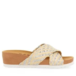Gioseppo Chancletas<Sandalias De Mujer Bandrele Con Plantilla De Rafia Y Tiras Plateadas