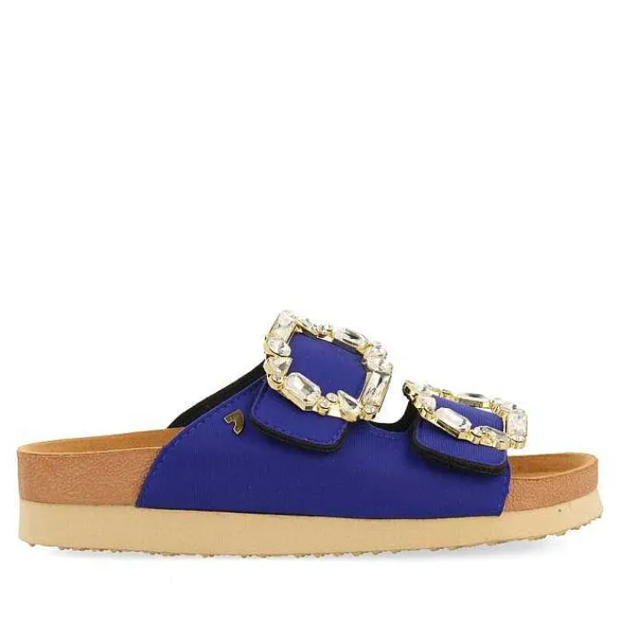 Gioseppo Sandalias Planas<Sandalias De Mujer Estilo Bio Azul Con Adornos De Joya Aderklaa
