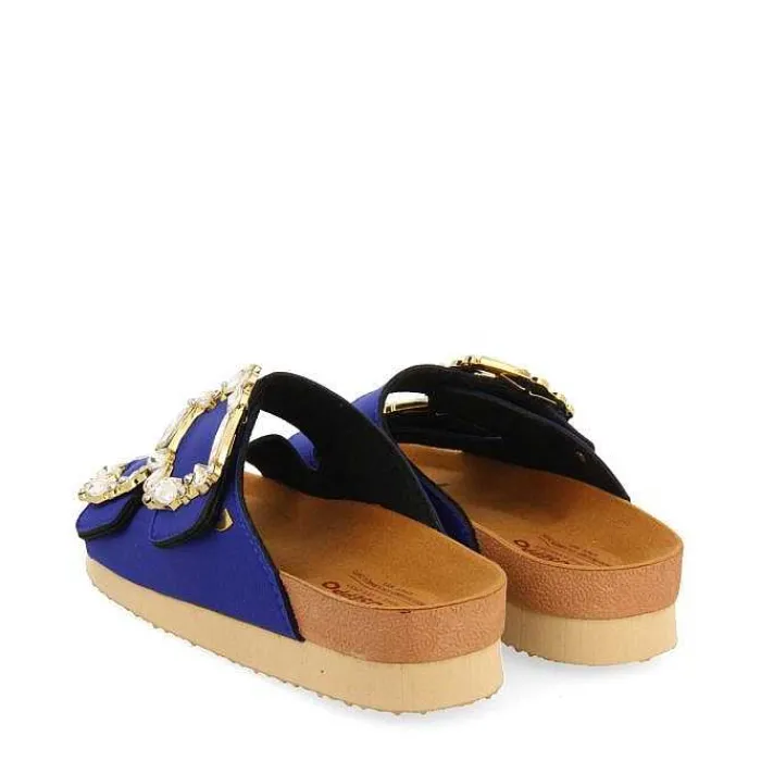 Gioseppo Sandalias Planas<Sandalias De Mujer Estilo Bio Azul Con Adornos De Joya Aderklaa