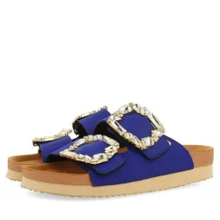 Gioseppo Sandalias Planas<Sandalias De Mujer Estilo Bio Azul Con Adornos De Joya Aderklaa