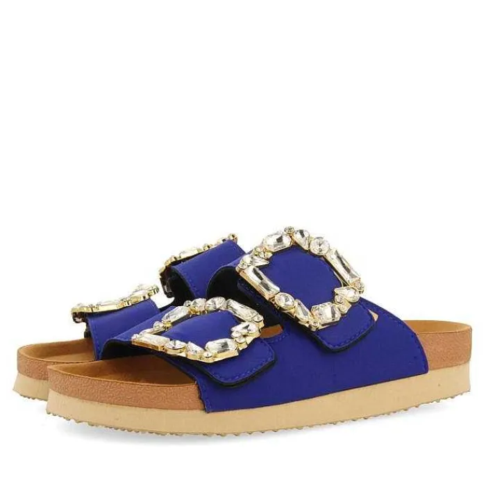 Gioseppo Sandalias Planas<Sandalias De Mujer Estilo Bio Azul Con Adornos De Joya Aderklaa