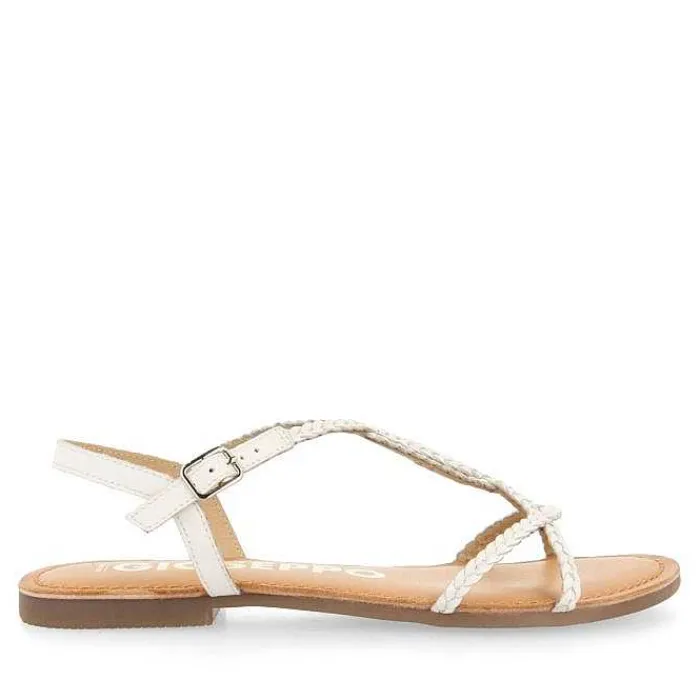 Gioseppo Sandalias Planas<Sandalias De Mujer Nioaque Blancas Con Tiras Finas Trenzadas