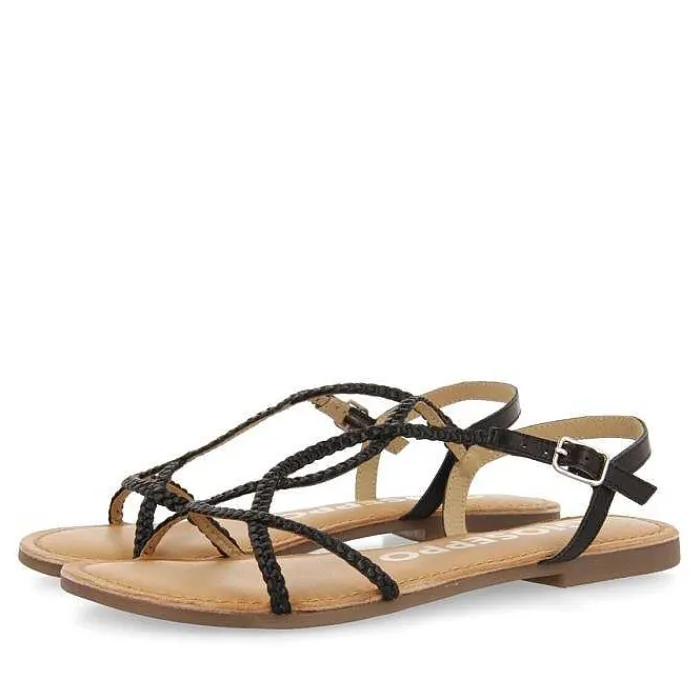 Gioseppo Sandalias Planas<Sandalias De Mujer Nioaque En Color Negro Con Tiras Finas Trenzadas