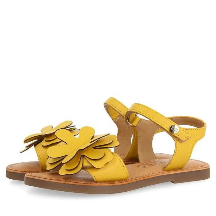 Gioseppo Niñas |Sandalias<Sandalias De Piel Amarillas Con Adornos De Flores Para Nina Y Nino Cres