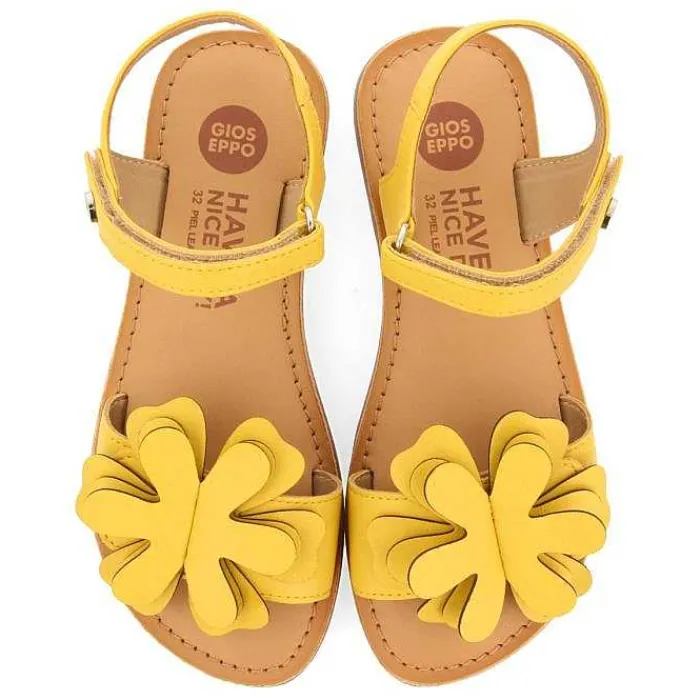 Gioseppo Niñas |Sandalias<Sandalias De Piel Amarillas Con Adornos De Flores Para Nina Y Nino Cres
