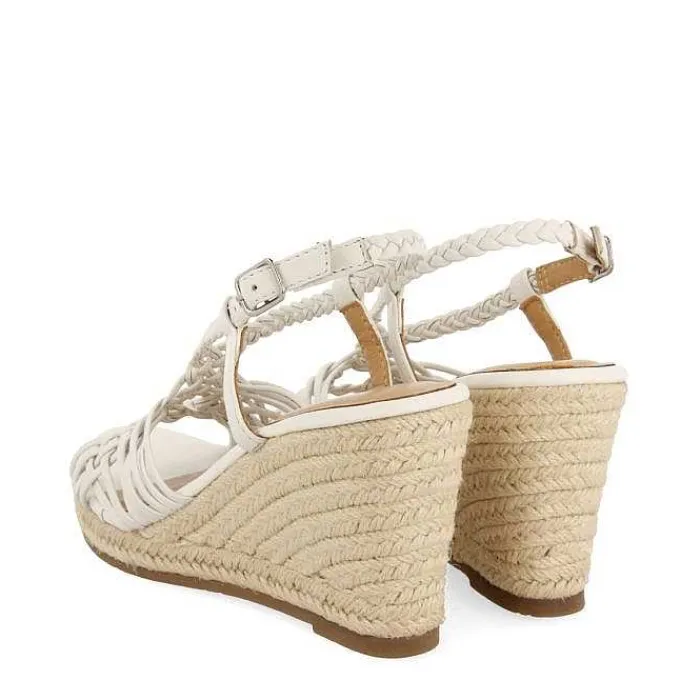 Gioseppo Sandalias Cuña<Sandalias De Piel Blanca Con Tiras Y Cuña Alta De Yute Para Mujer Glide