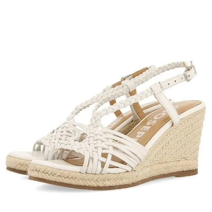 Gioseppo Sandalias Cuña<Sandalias De Piel Blanca Con Tiras Y Cuña Alta De Yute Para Mujer Glide