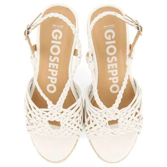 Gioseppo Sandalias Cuña<Sandalias De Piel Blanca Con Tiras Y Cuña Alta De Yute Para Mujer Glide