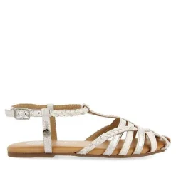Gioseppo Niñas |Sandalias<Sandalias De Piel Blanca Con Detalles Metalizados Estilo Cangrejera Para Nina Y Nino Belsh