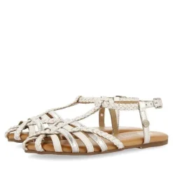 Gioseppo Niñas |Sandalias<Sandalias De Piel Blanca Con Detalles Metalizados Estilo Cangrejera Para Nina Y Nino Belsh