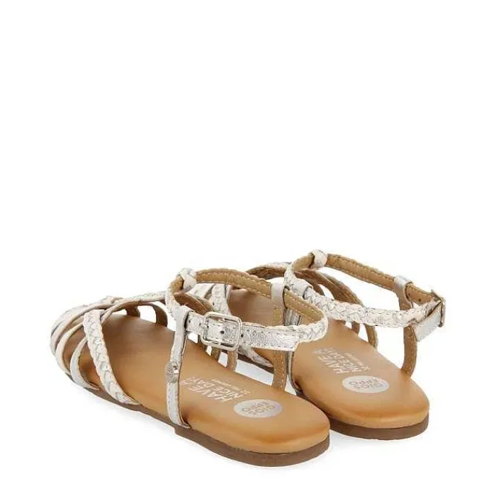 Gioseppo Niñas |Sandalias<Sandalias De Piel Blanca Con Detalles Metalizados Estilo Cangrejera Para Nina Y Nino Belsh